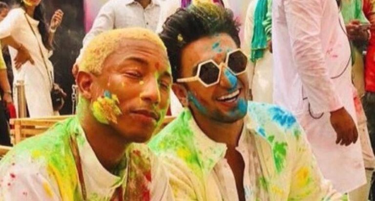 Pharrell Williams celebrates his first Holi with Ranveer Singh in India