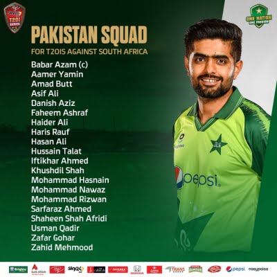 Pakistan Name 20-man Squad For South Africa T20Is | Glamsham