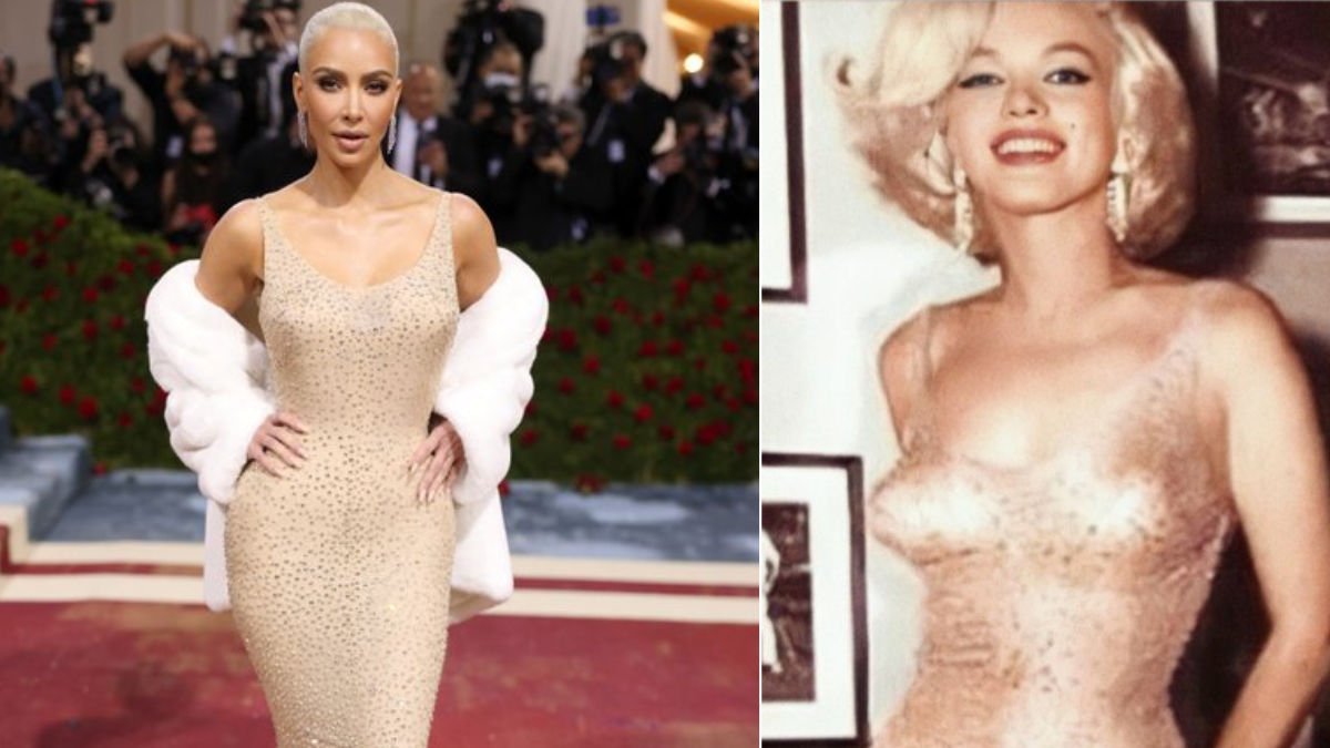 Marilyn Monroe  Kim Kardashian: Marilyn Monroe's iconic dress that Kim  Kardashian flaunted at Met Gala allegedly damaged, Twitter isn't happy