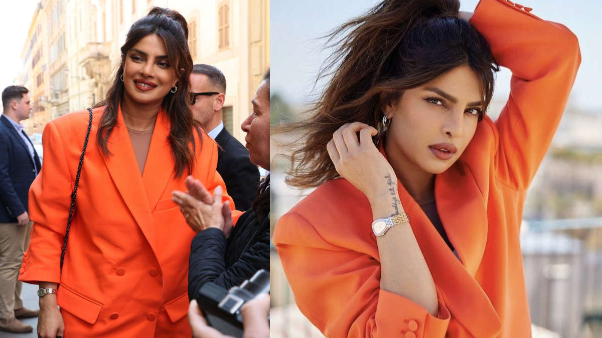 Priyanka Chopra Flaunts Her Boss Babe Look In Orange Pantsuit For Citadel Promotions Glamsham