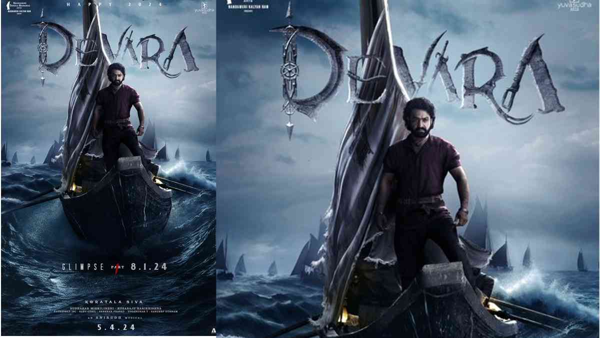 NTR Jr stands defiantly on a boat in new ‘Devara’ poster