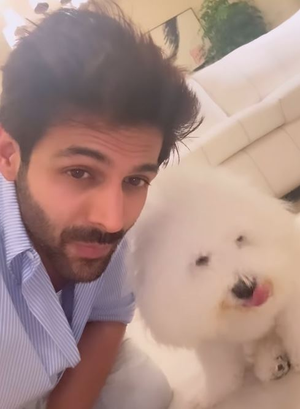 Kartik Aaryan’s Pawdorable Video With Pet Katori As He Prepares To Go For Sunday Shoot