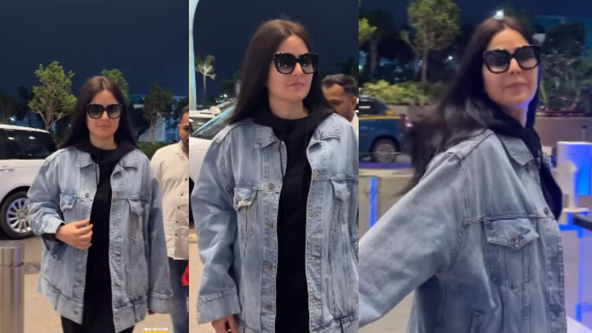 Katrina Kaif flaunts her oversized denim jacket in style at airport; Fan says, “Is she pregnant?”