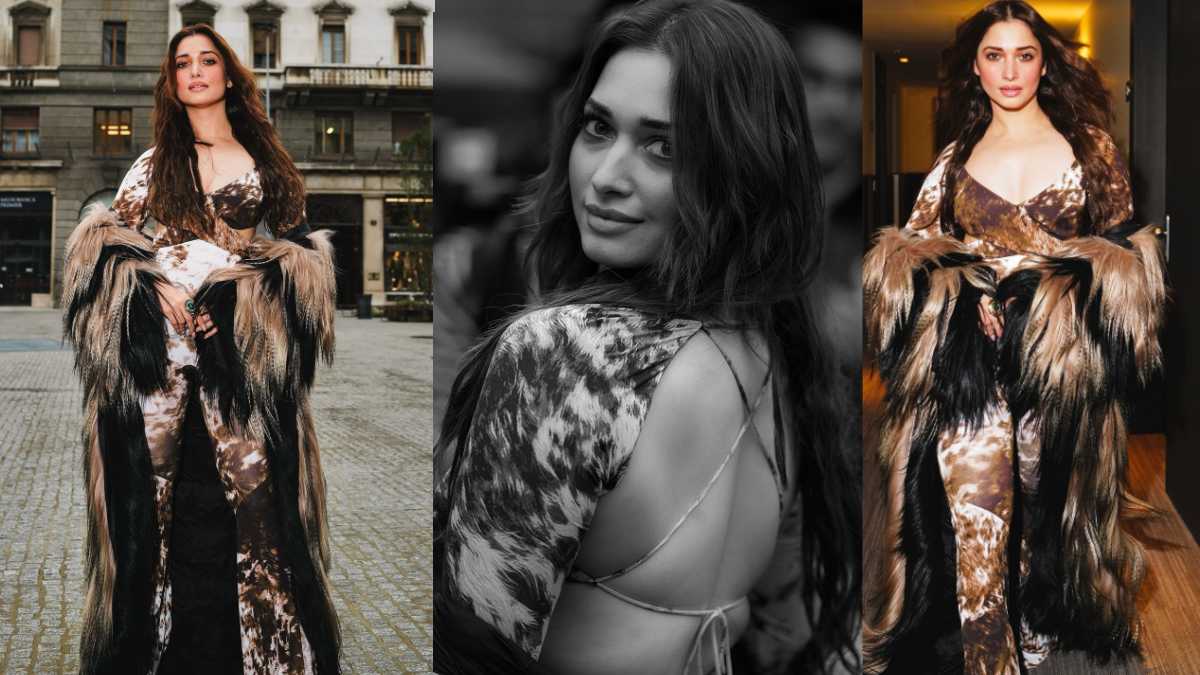 Milan Fashion Week 2024: Tamannaah Bhatia flaunts her backless jumpsuit with faux fur