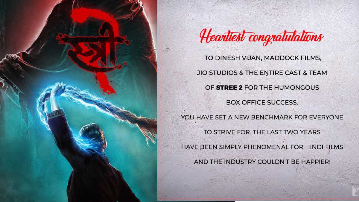 YRF gives a shoutout to Stree 2 team for historic run at box office; Fans says, “It’s time to cast Shraddha in yrf films now”