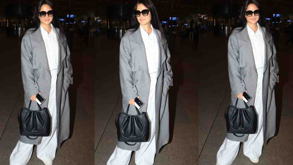 Katrina Kaif shows how to layer up for winter with her effortless airport white attire with grey oversized coat