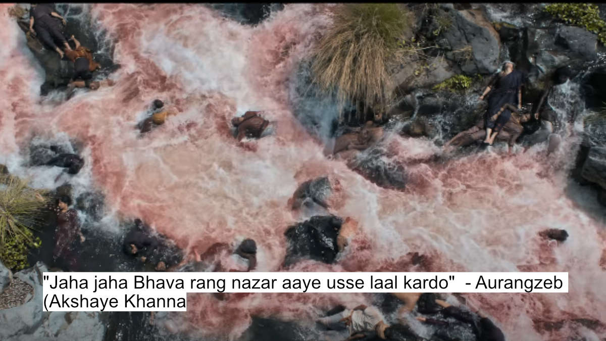 Vicky Kaushal As Sambhaji Maharaj'S Chhaava Dialogues Will Give You Goosebumps As He Fights Against Akshaye Khanna As Aurangzeb 7 jaha jaha bhava rang nazar aaye usse laal kardo - aurangzeb (akshaye khanna