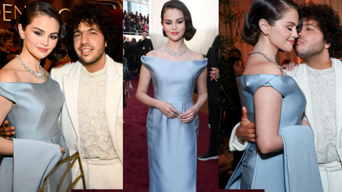 Selena Gomez’s Prada perfection! She stuns in blue satin dress at Golden Globes 2025 with Benny Blanco by her side