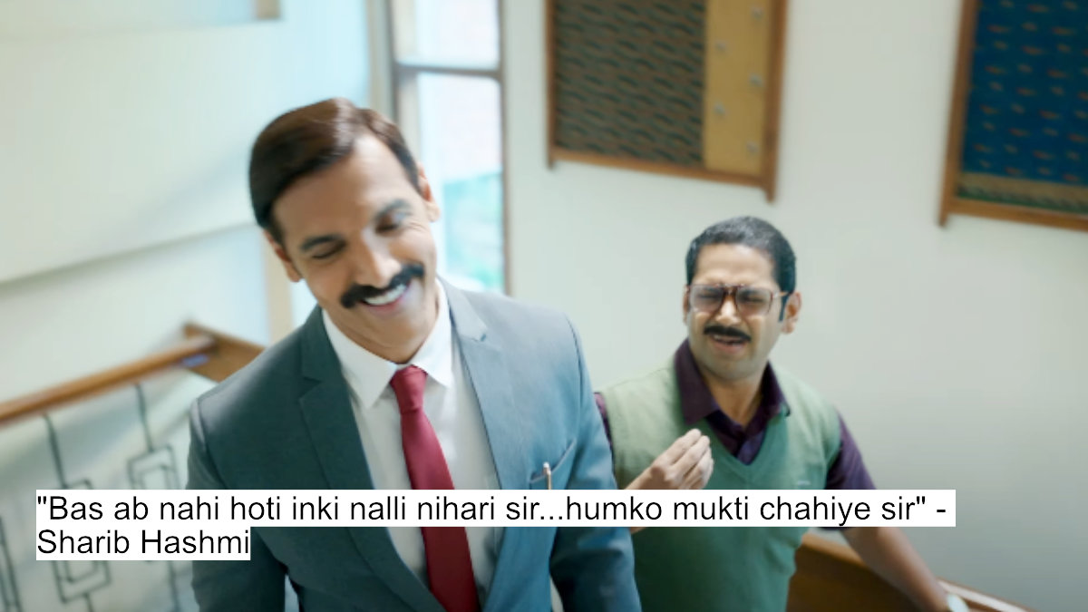 John Abraham'S The Diplomat Dialogues Promises Action, Suspense And Patriotism 10 bas ab nahi hoti inki nalli nihari sir...humko mukti chahiye sir - sharib hashmi
