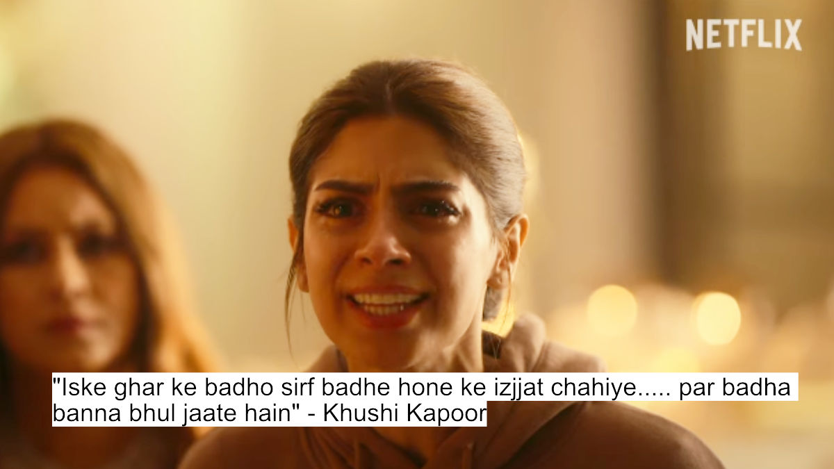 iske ghar ke badho sirf badhe hone ke izjjat chahiye..... par badha banna bhul jaate hain - khushi kapoor