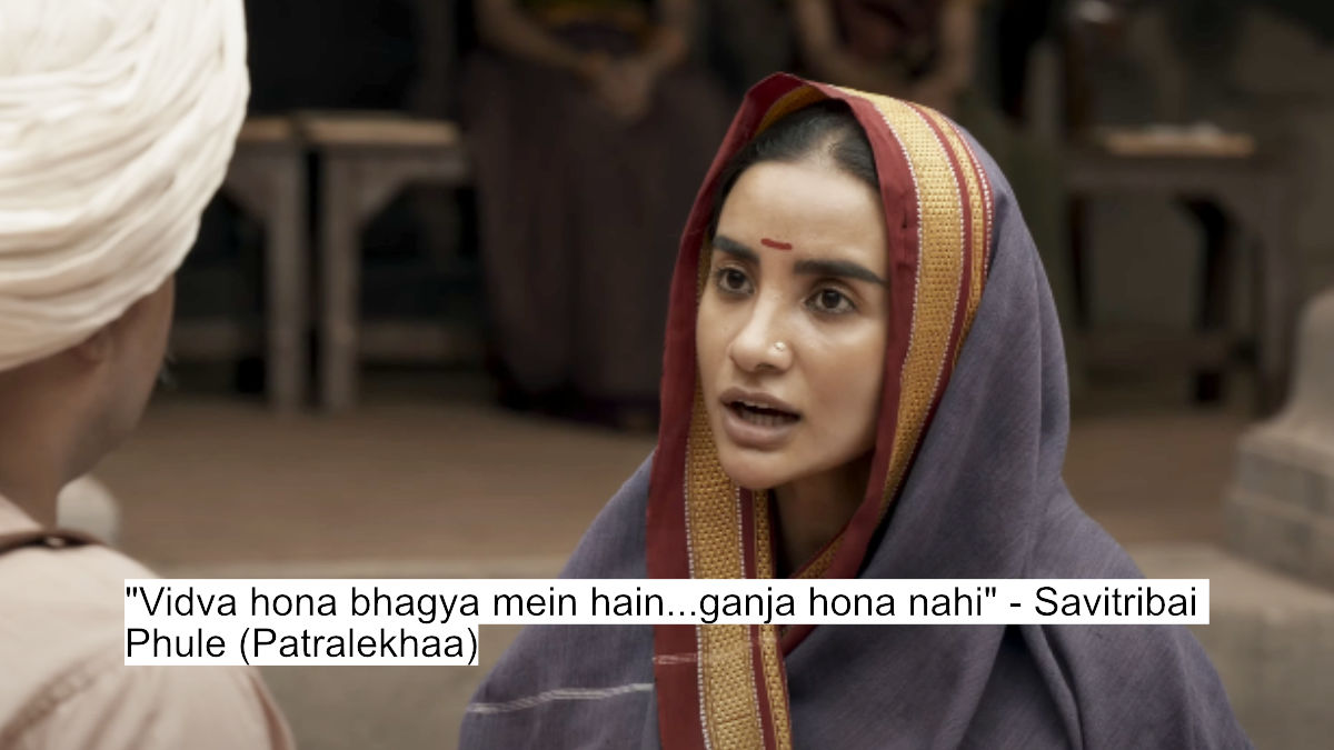 vidva hona bhagya mein hain...ganja hona nahi - savitribai phule (patralekhaa)