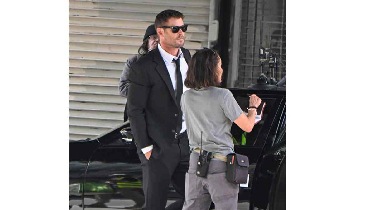 a still of chris hemsworth while filming for crime 101digitalspy