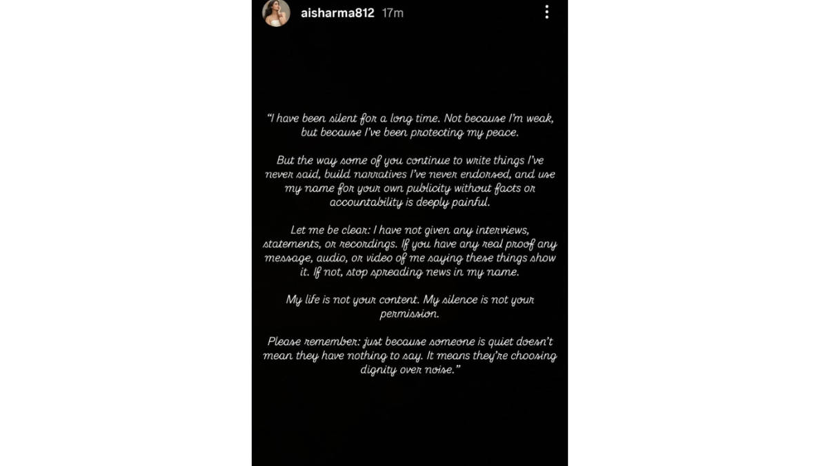 Aishwarya Sharma'S Strong Statement! Actress Denies Divorce Rumors With Neil Bhatt, Asks Media To Stop Spreading Fake News 1 aishwarya sharma instagram story