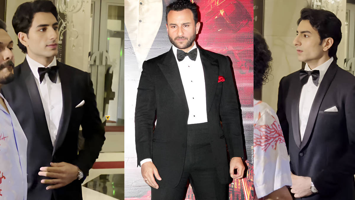 Agent Vinod Vibes! Ibrahim Ali Khan Channels Dad Saif Ali Khan'S Iconic Look In Stunning Black Pantsuit 1 ibrahim ali khan and saif ali khan_pic courtesy instagram