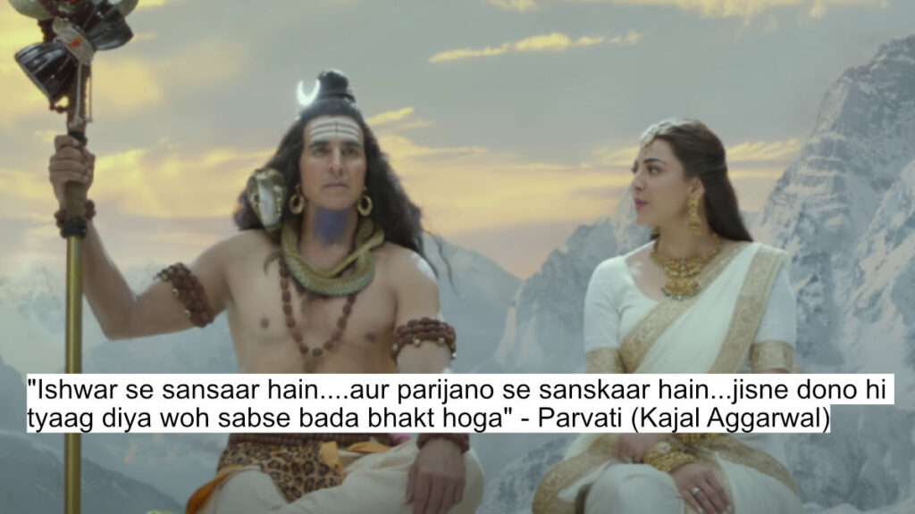 Divine Devotion! Vishnu Manchu And Akshay Kumar'S Kannappa Dialogues Will Leave You Spellbound 4 "ishwar se sansaar hain....aur parijano se sanskaar hain...jisne dono hi tyaag diya woh sabse bada bhakt hoga" - parvati (kajal aggarwal)