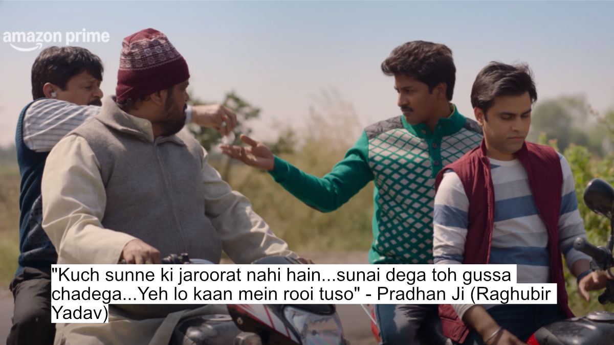 Kranti Devi Aur Manju Devi Mein Se Kaun Jeetega?' - Panchayat Season 4 Dialogues That Will Entertain You 13 "kuch sunne ki jaroorat nahi hain...sunai dega toh gussa chadega...yeh lo kaan mein rooi tuso" - pradhan ji (raghubir yadav)