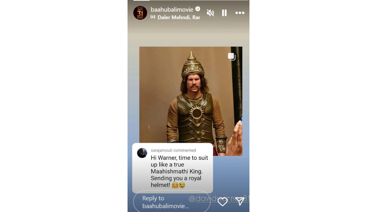 David Warner'S Baahubali Obsession Pays Off: Ss Rajamouli Sends Epic Gift! 1 baahubali movie instagram story