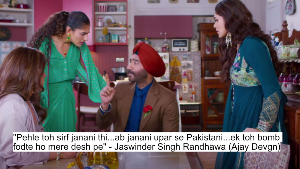 Sardaar'S Sassy Comeback: Ajay Devgn'S Son Of Sardaar 2 Dialogues Will Leave You In Splits 2 "pehle toh sirf janani thi...ab janani upar se pakistani...ek toh bomb fodte ho mere desh pe" - jaswinder singh randhawa (ajay devgn)