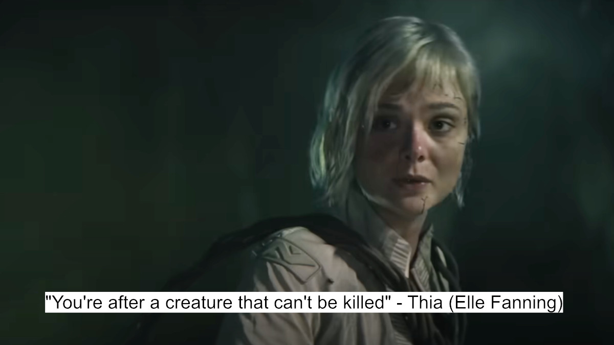 The 'Predator Badlands' Dialogues Reveals A Gripping Storyline - Get Ready! 1 you're after a creature that can't be killed - thia (elle fanning)