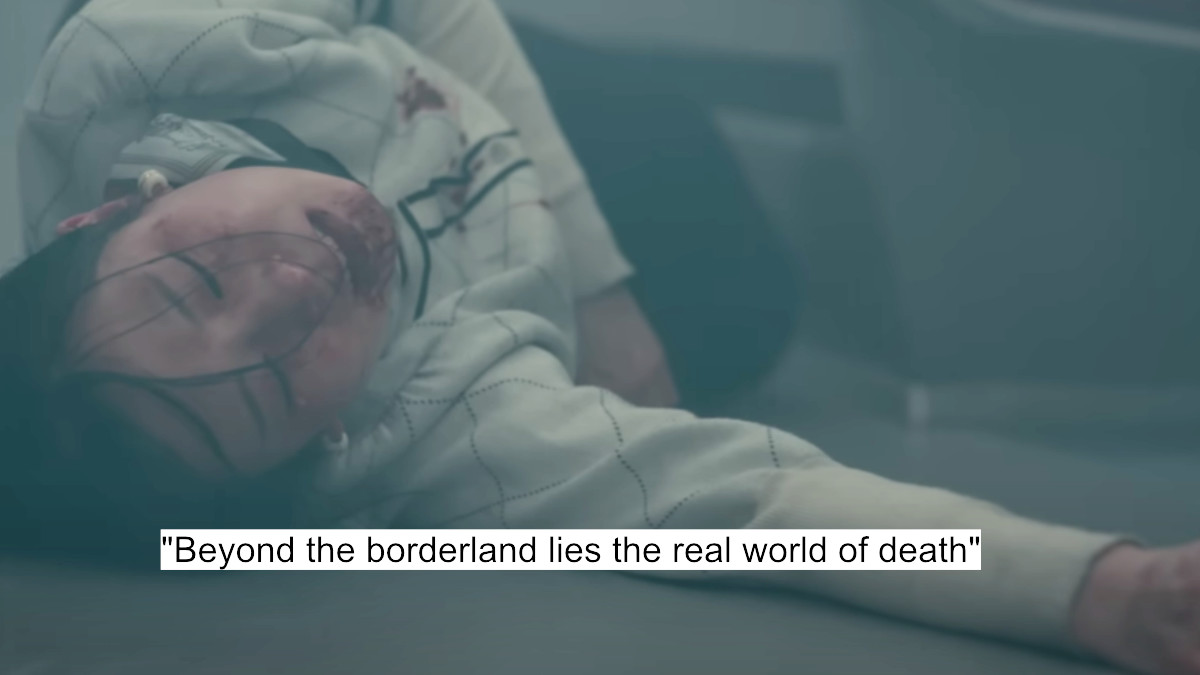 "beyond the borderland lies the real world of death"