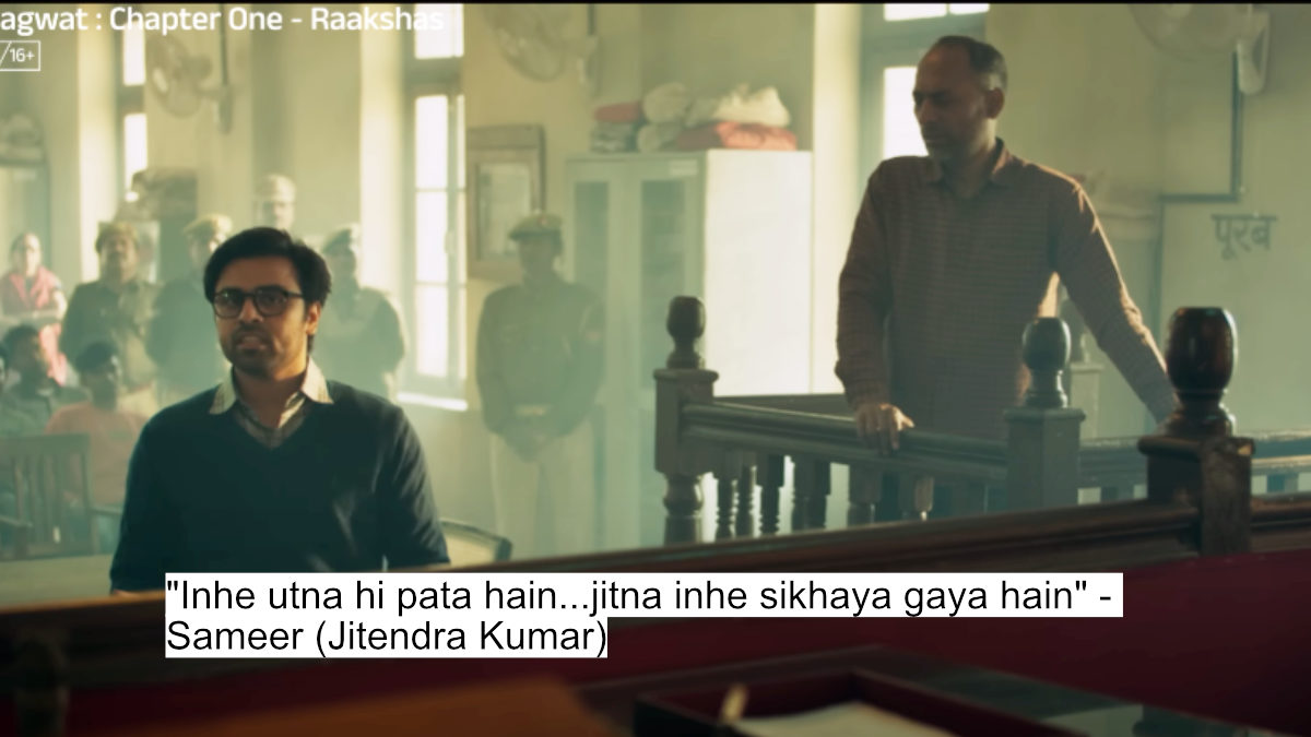 The Battle For Justice Begins! Arshad Warsi And Jitendra Kumar'S Gripping Dialogues In Bhagwat Chapter One: Raakshas 2 "inhe utna hi pata hain...jitna inhe sikhaya gaya hain" - sameer (jitendra kumar)