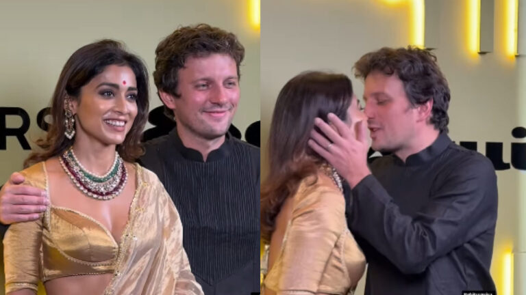 Shriya Saran’s Husband Gets Lucky with a Kiss at Ramesh Taurani’s Diwali Bash!