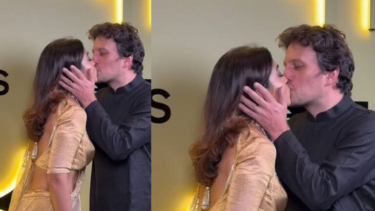 Shriya Saran’s Husband Steals the Show with a Romantic Kiss at Diwali Bash!