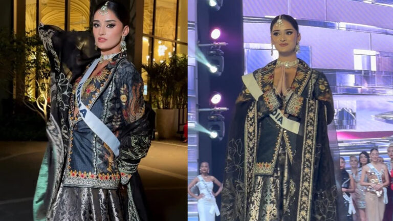 Manika Vishwakarma Shines In A Black Lehenga And Regal Embroidered Jacket At Miss Universe 2025 