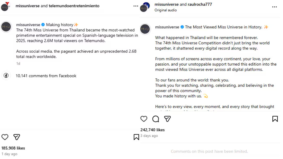 miss universe instagram page