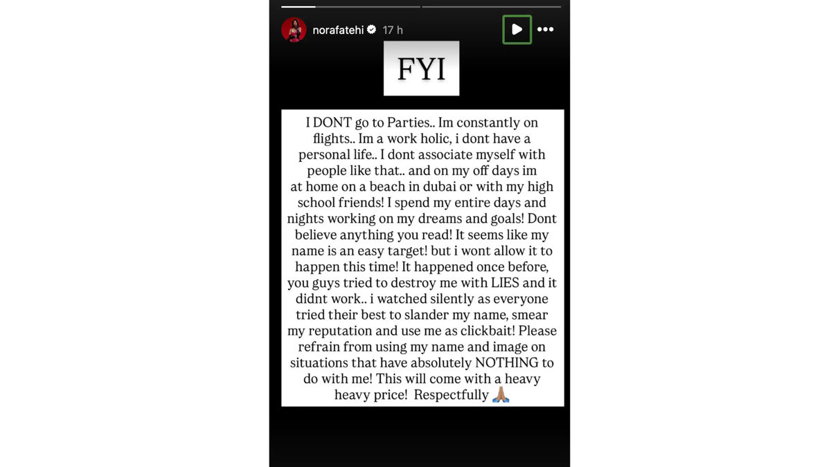 Nora Fatehi'S Strong Denial: 'I Have Nothing To Do With Dawood'S Alleged Drug Syndicate 1 nora fatehis post