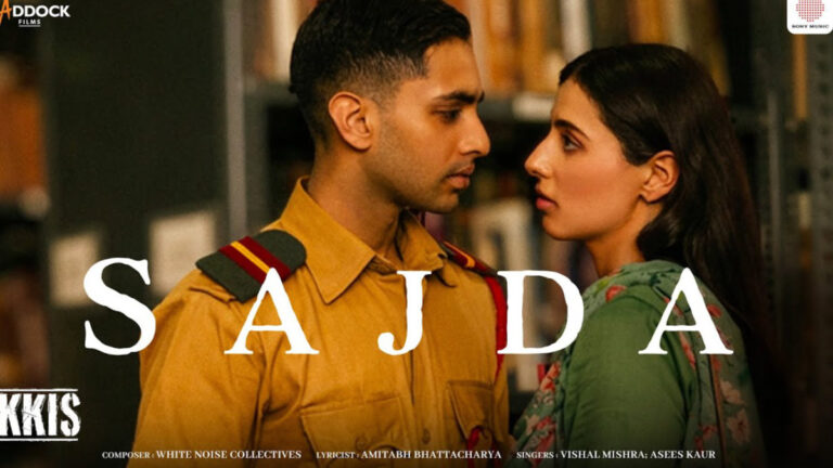 Ikkis – Sajda Song Lyrics starring Agastya Nanda, Simar Bhatia, Dharmendra Deol