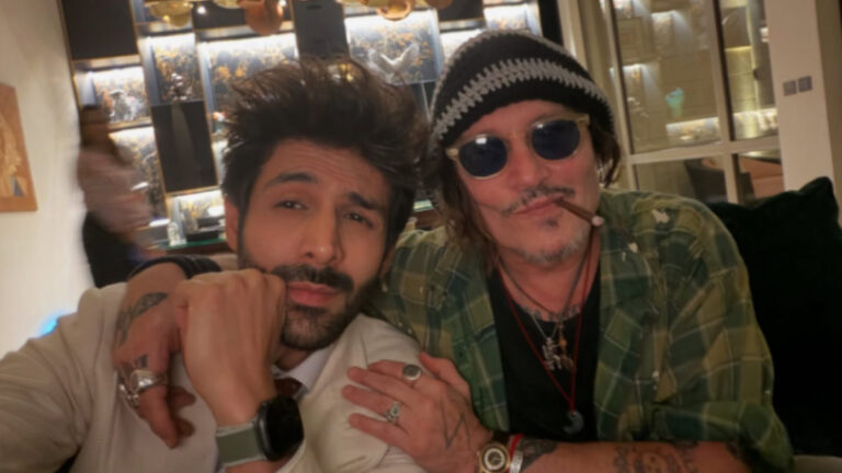 Kartik Aaryan’s International Adventure: Actor Spotted with Hollywood Star Johnny Depp!