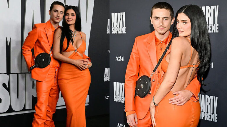 Kylie Jenner and Timothee Chalamet Pose for Marty Supreme in Orange, Silencing All Breakup Rumors