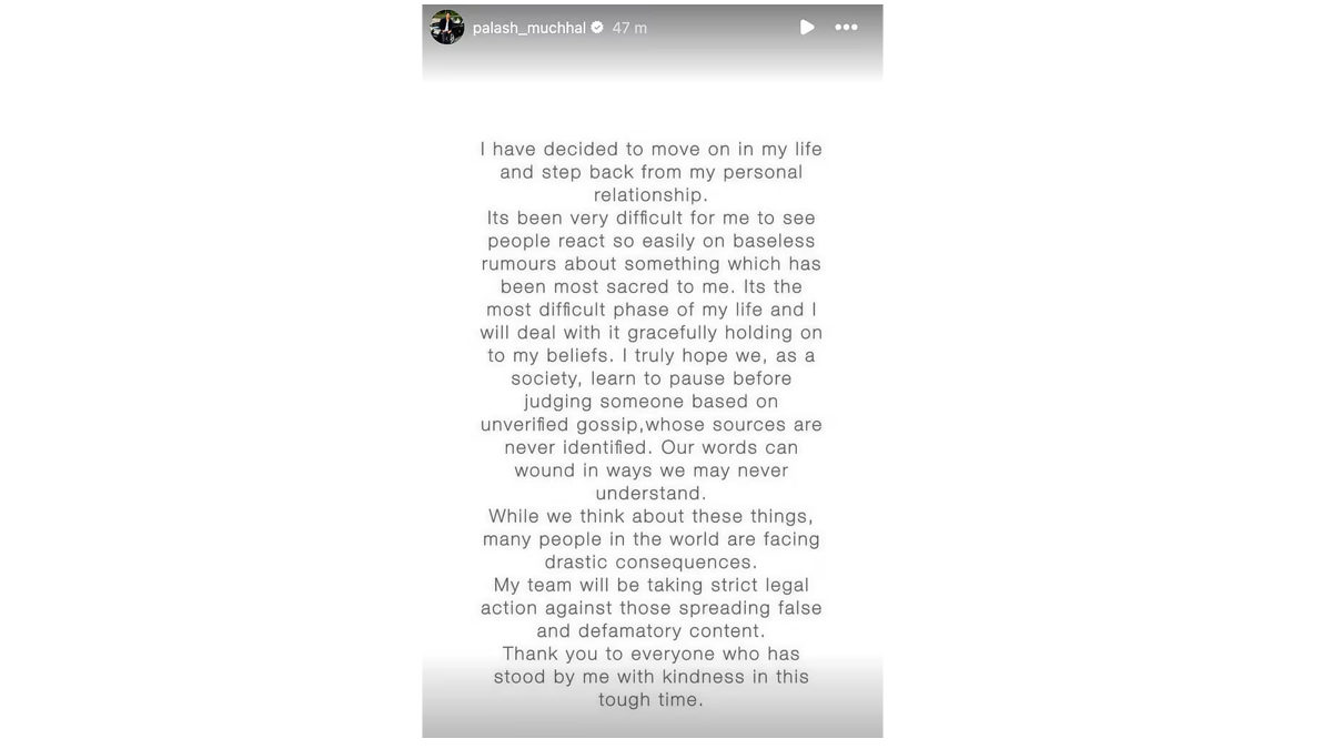 Smriti Mandhana And Palash Muchhal Call Off Wedding Amid Viral Chat Controversy 1 palash muchhals instagram post