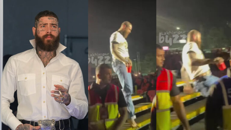 Post Malone Falls Down Stage Steps in Guwahati — But What He Did Next Has Fans Screaming