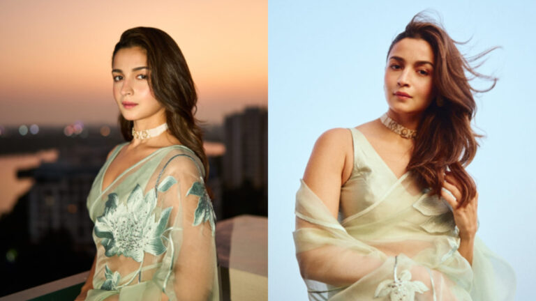 Alia Bhatt Stuns in Mint Green Organza Saree, Perfecting the Soft-Girl Look