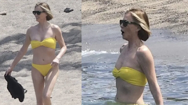 Charlize Theron Shows Off Washboard Abs in Strapless Swimsuit