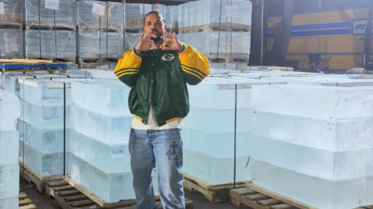 Drake’s massive ice tower stunt draws chaos in Toronto