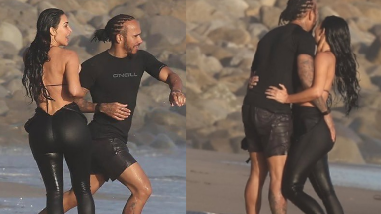 Kim Kardashian And Lewis Hamilton Share Intimate Beach Moment