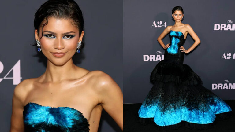 Zendaya Turns Heads With Unique Blue Feather Dress At The Drama NYC Premiere