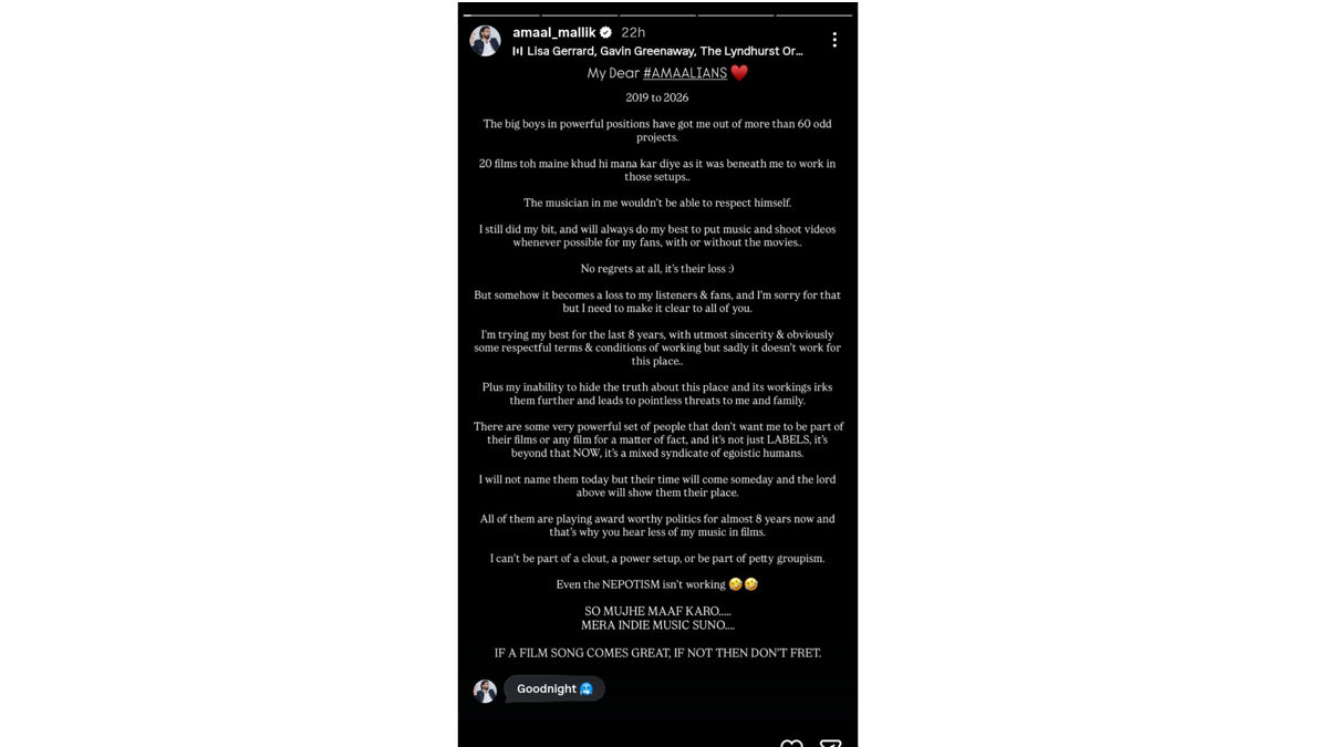 amaal malik claims he lost 60+ projects due to industry politics