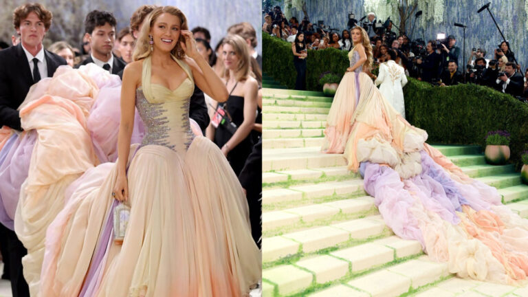 Blake Lively Stuns In Soft Pink And Lavender Versace Gown At Met Gala 2026
