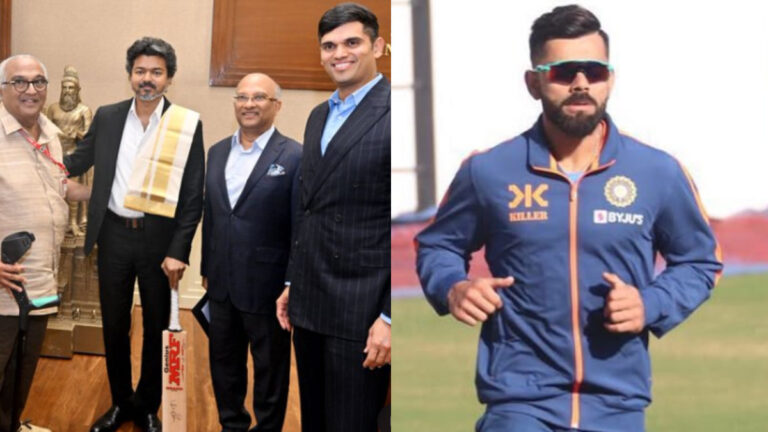 Vijay’s Stylish Look With Virat Kohli Signed Bat Wins Internet Attention