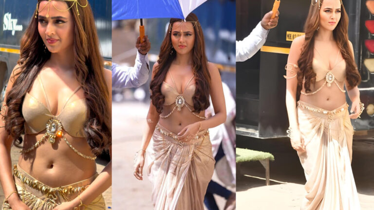 Tejasswi Prakash Turns Heads In Stunning Golden Outfit On Naagin 7 Sets