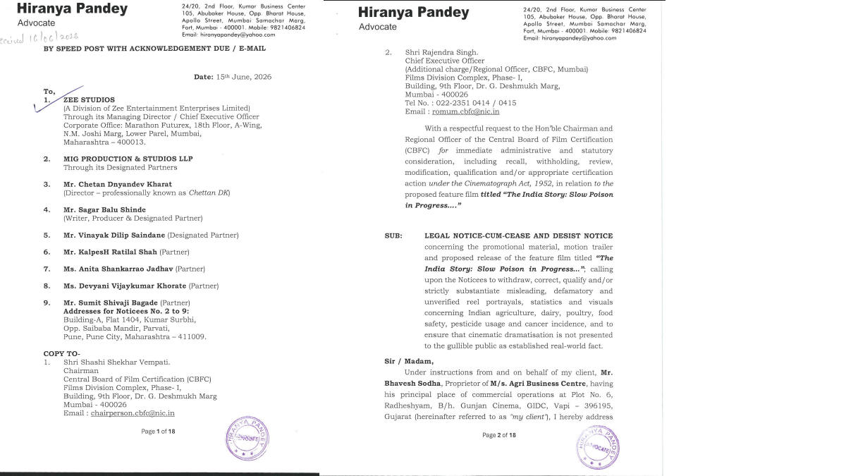Big Trouble For ‘The India Story’? Legal Notice Demands Film Be Stopped Before Release 1 zee studioss leagal notice