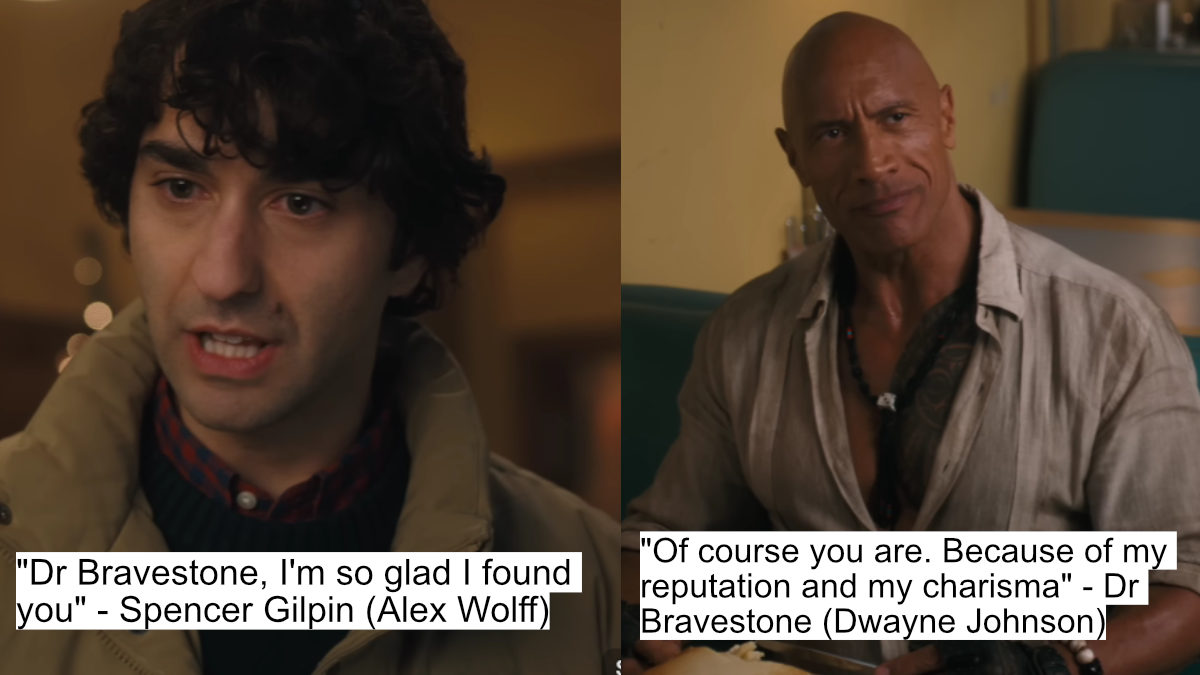 Dwayne Johnson’s Jumanji Open World Packs Thrilling Dialogues And Chaos 1 "dr bravestone, i'm so glad i found you" - spencer gilpin (alex wolff)
