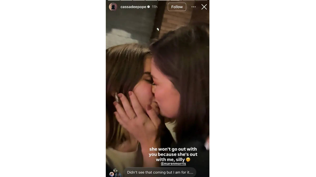 Maren Morris And Cassadee Pope Seem To Confirm Romance With Passionate Kiss 1 maren morris and cassadee pope