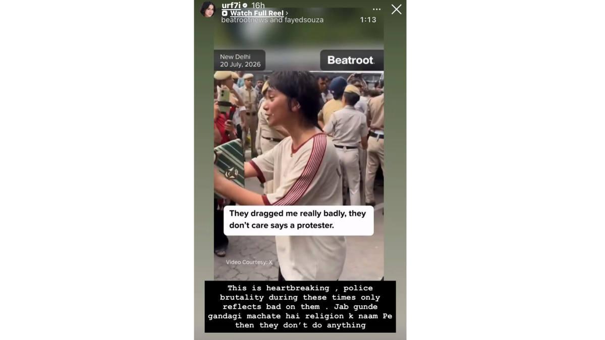 Uorfi Javed Slams Police Over Jantar Mantar Protest, Says 'This Is Heartbreaking' 1 uorfi javed reacts to neet student protest questions police action in viral post