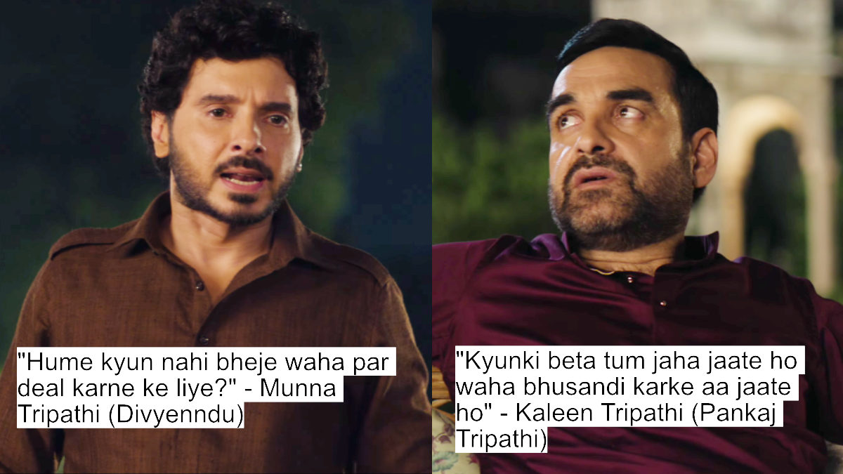 Mirzapur The Movie Dialogues: Pankaj Tripathi, Ali Fazal And Divyenndu'S Dialogues Bring Back The Throne War 4 "hume kyun nahi bheje waha par deal karne ke liye?" - munna tripathi (divyenndu)