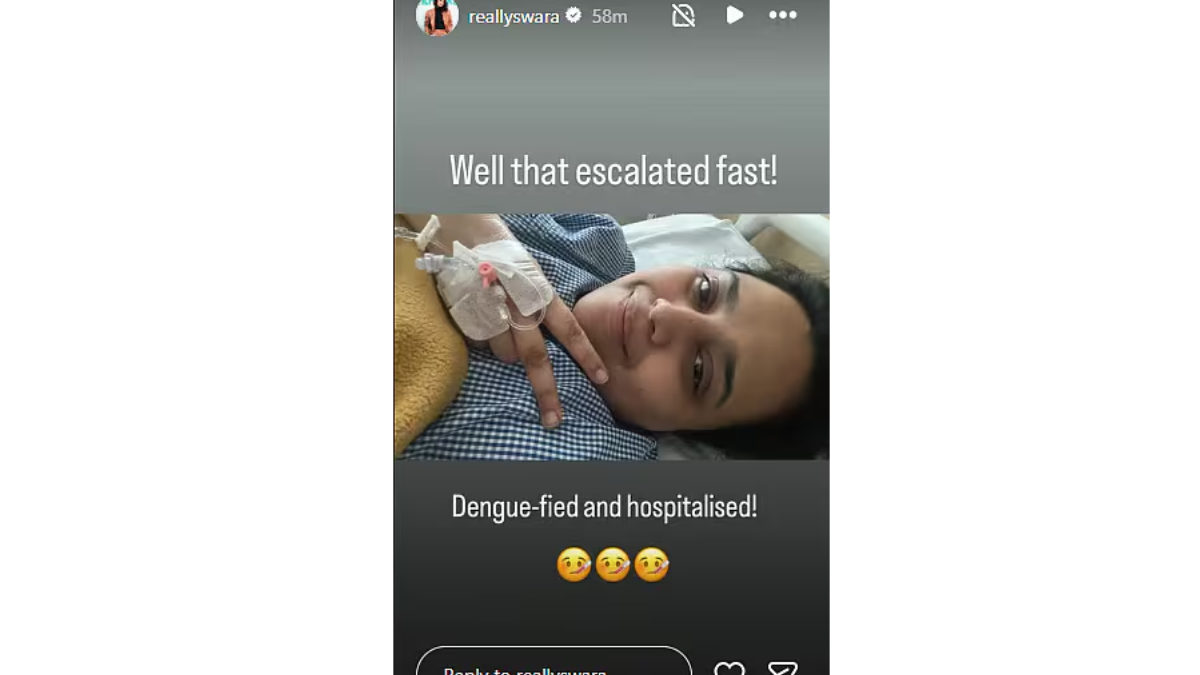 Swara Bhasker Hospitalised With Dengue, Actress Shares Health Update From Hospital Bed 1 swara bhaskar pic courtesy instagram 1